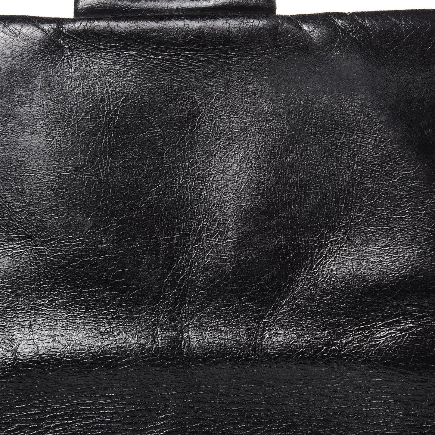 Glazed Calfskin Castle Rock Large Flap Black Burgundy