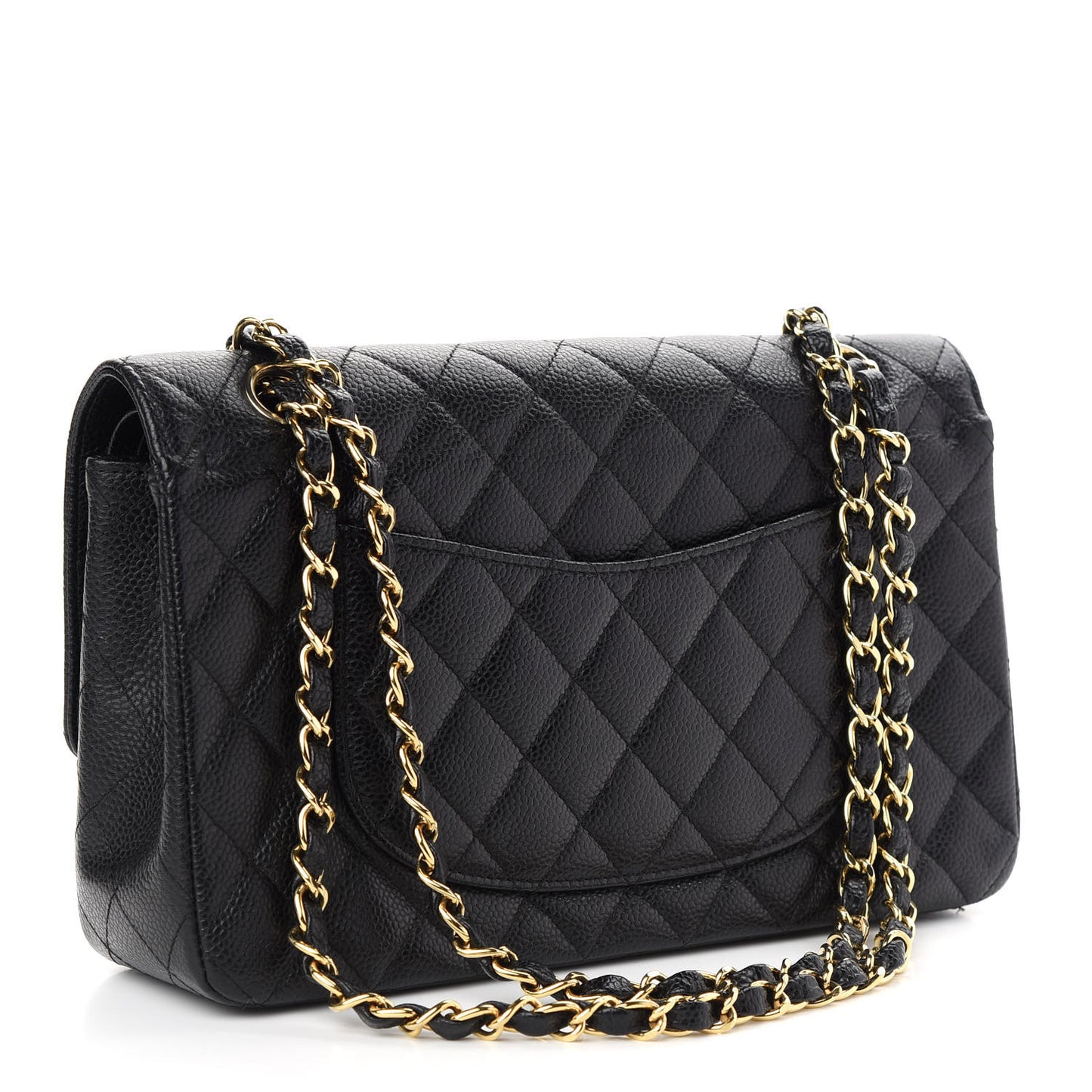 Caviar Quilted Medium Double Flap Black