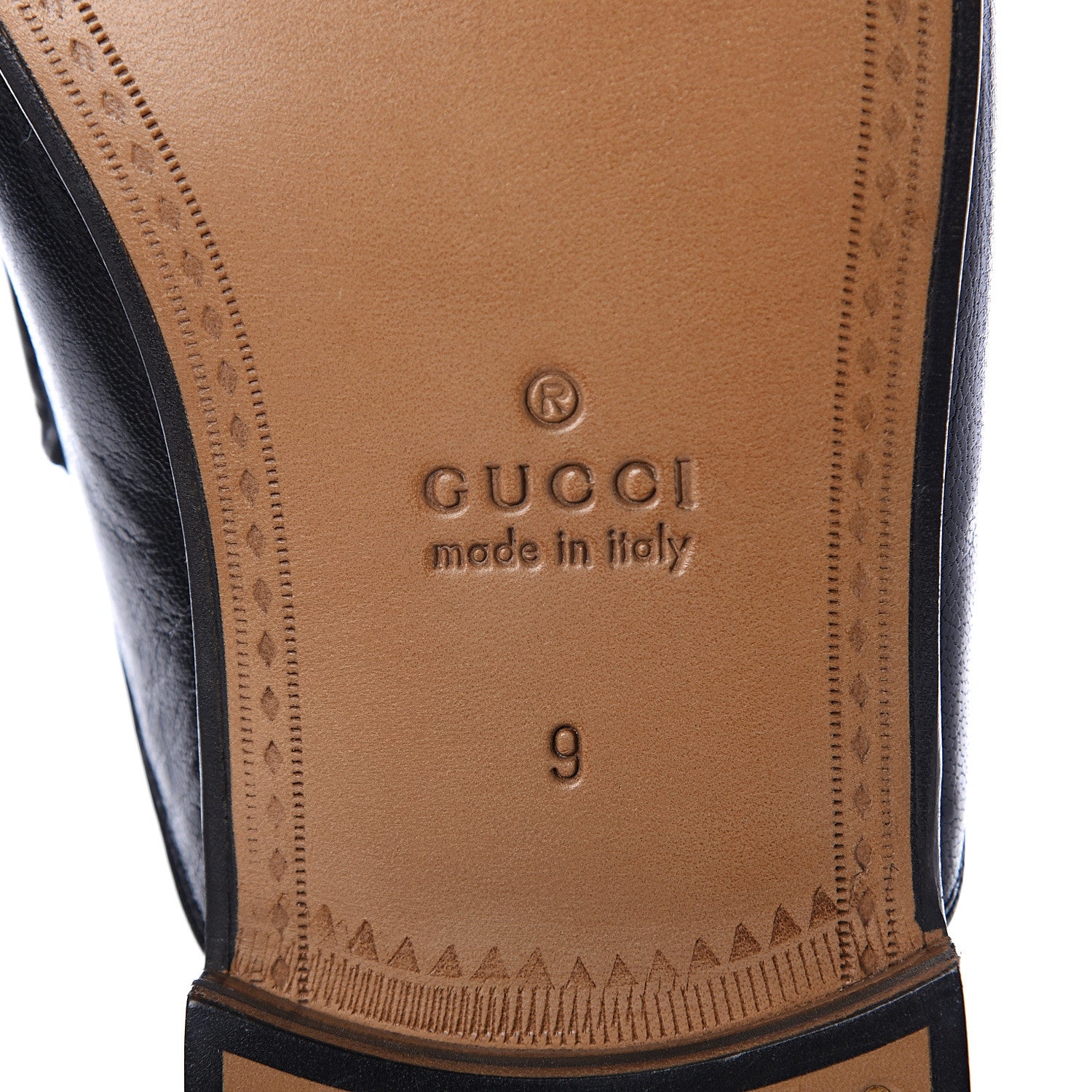 Gucci Goatskin Stripe Mens Horsebit Slingback Slippers 9 Black 7 of 7