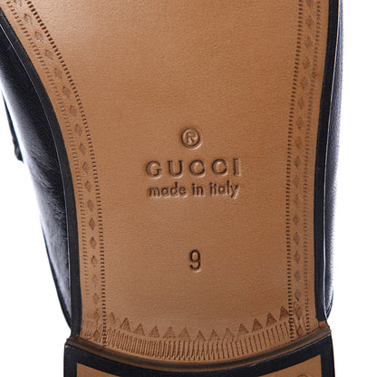 Gucci Goatskin Stripe Mens Horsebit Slingback Slippers 9 Black 7 of 7