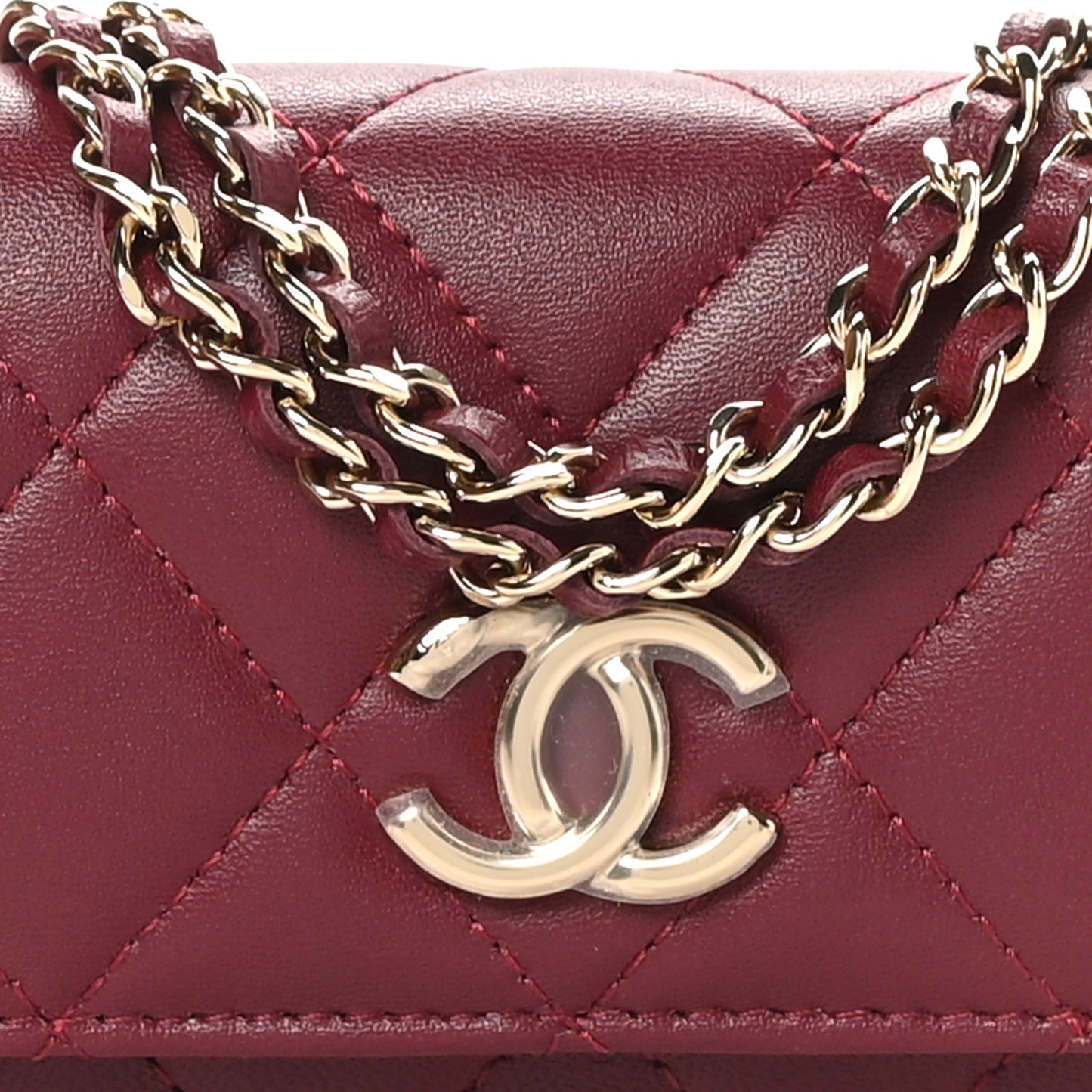 Lambskin Quilted Mini Flap With Chain Burgundy