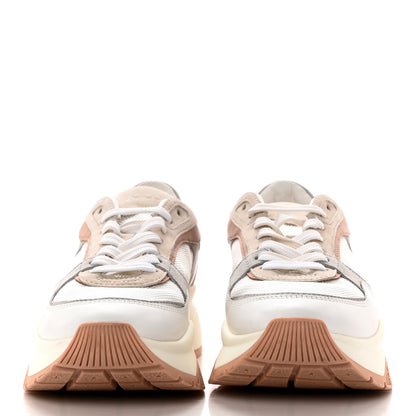 Jimmy Choo Nappa Mesh Suede Women Landon Low Top Sneakers 39.5 White Powder Pink Grey 2 of 17
