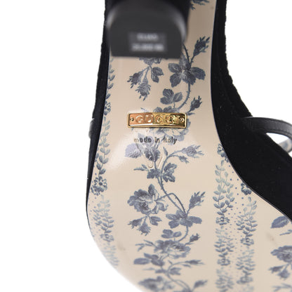 Gucci Velvet Malaga Kid Elias T-Strap Platform High Heel Sandals 37 Black 8 of 9