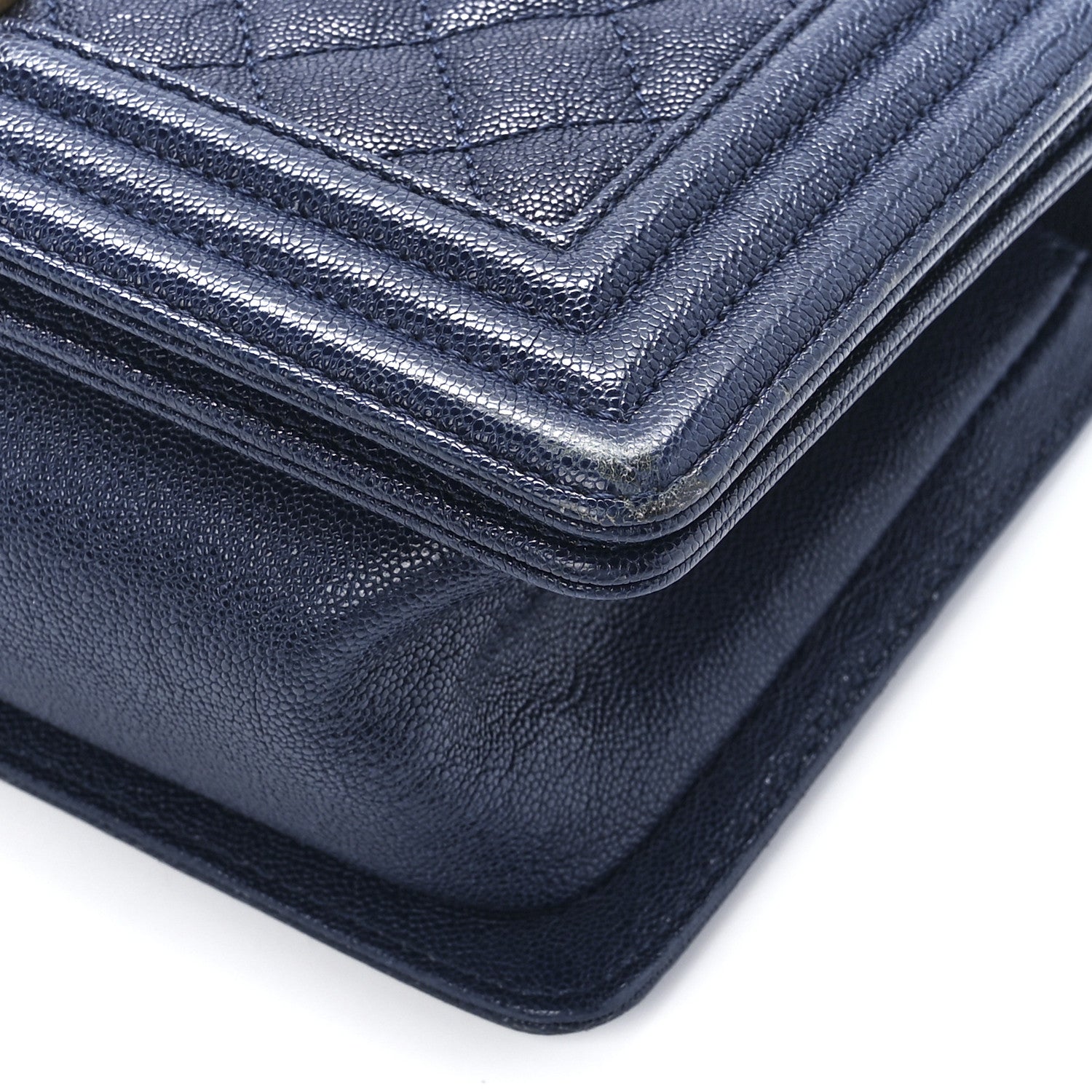 Chanel Caviar Quilted Medium Boy Flap Dark Navy Blue 11 of 11