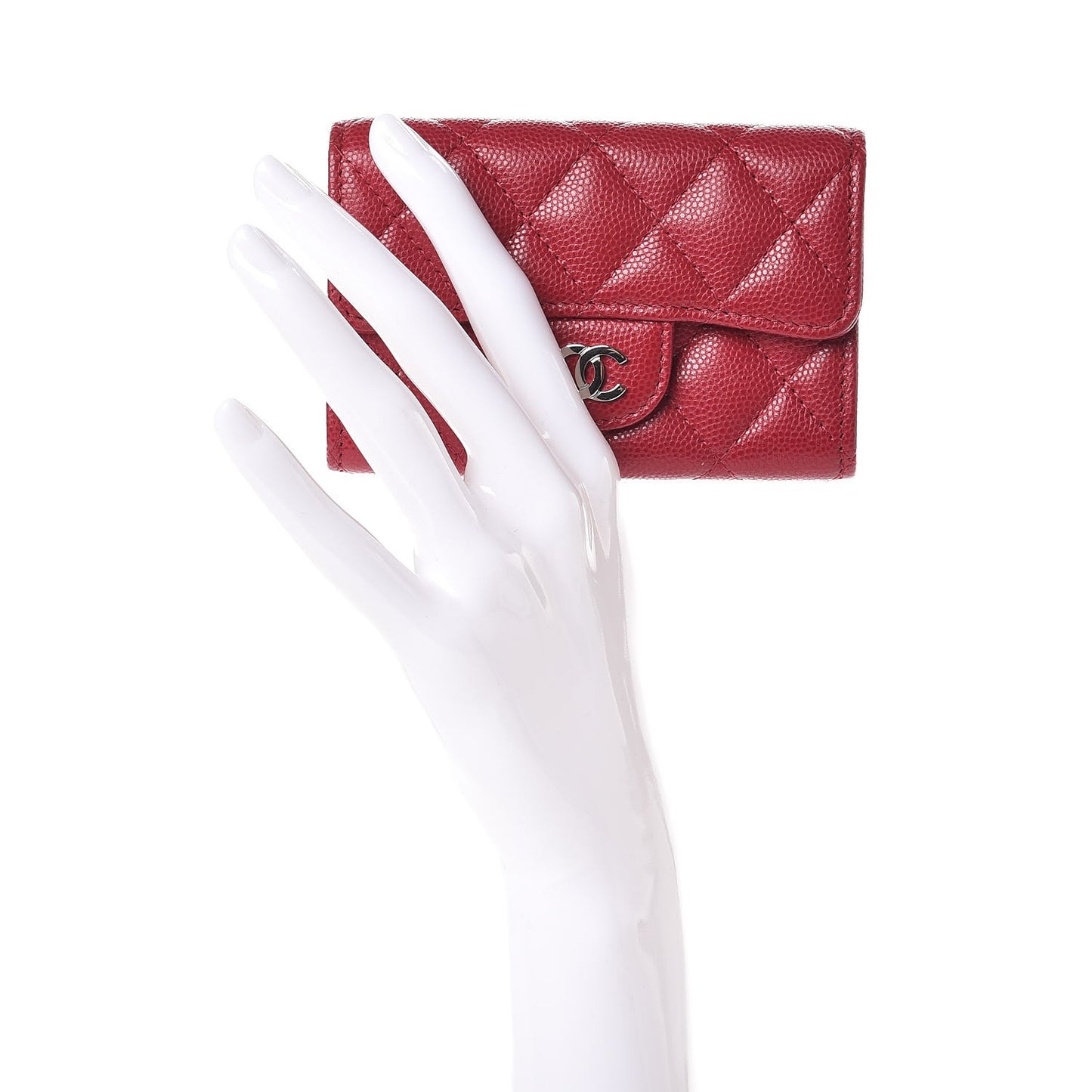 Caviar Quilted Flap Card Holder Pink