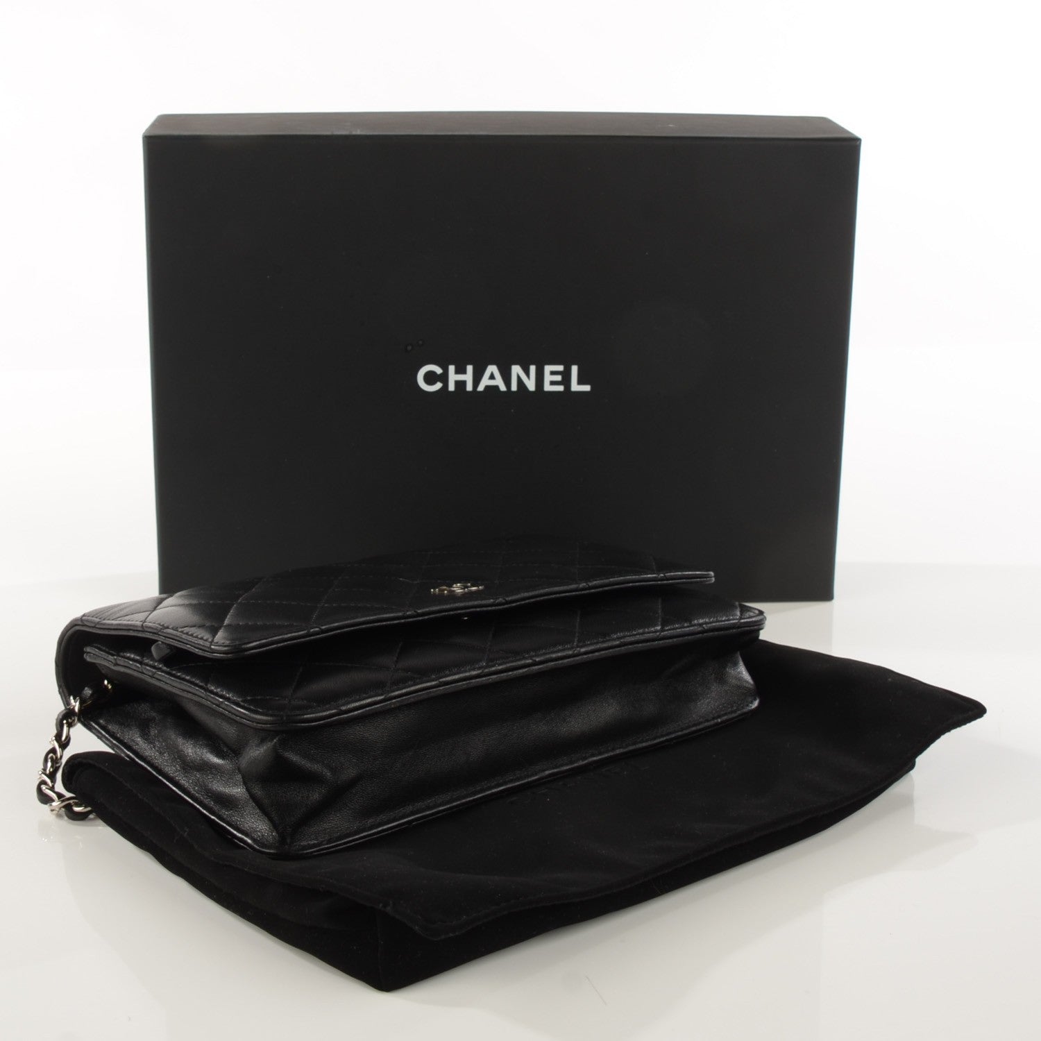 Chanel Lambskin Quilted Wallet On Chain WOC Black 4 of 8