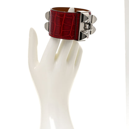 Hermes Shiny Alligator Collier De Chien CDC Bracelet T3 Braise 2 of 5