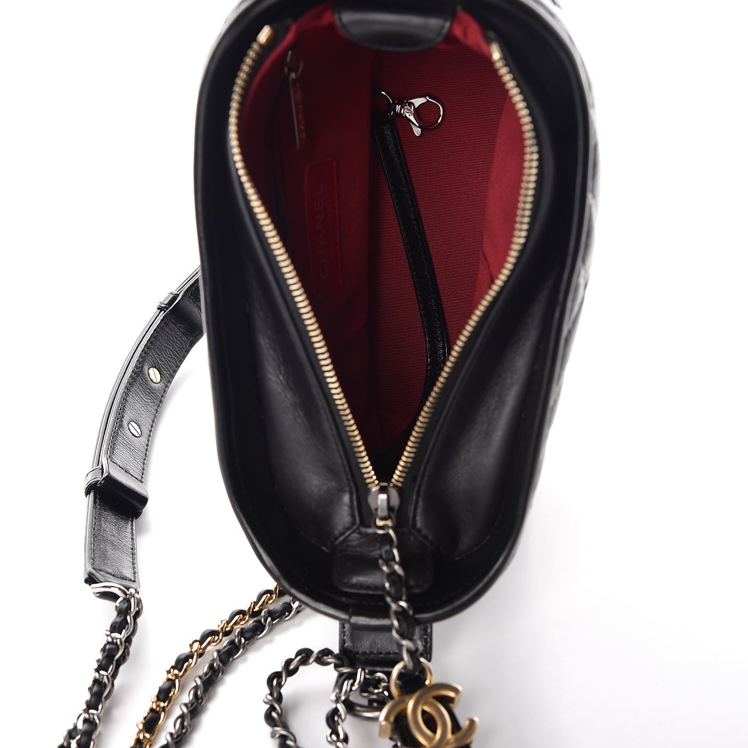 Chanel Aged Calfskin Chevron Quilted Small Gabrielle Hobo Black 7 of 10