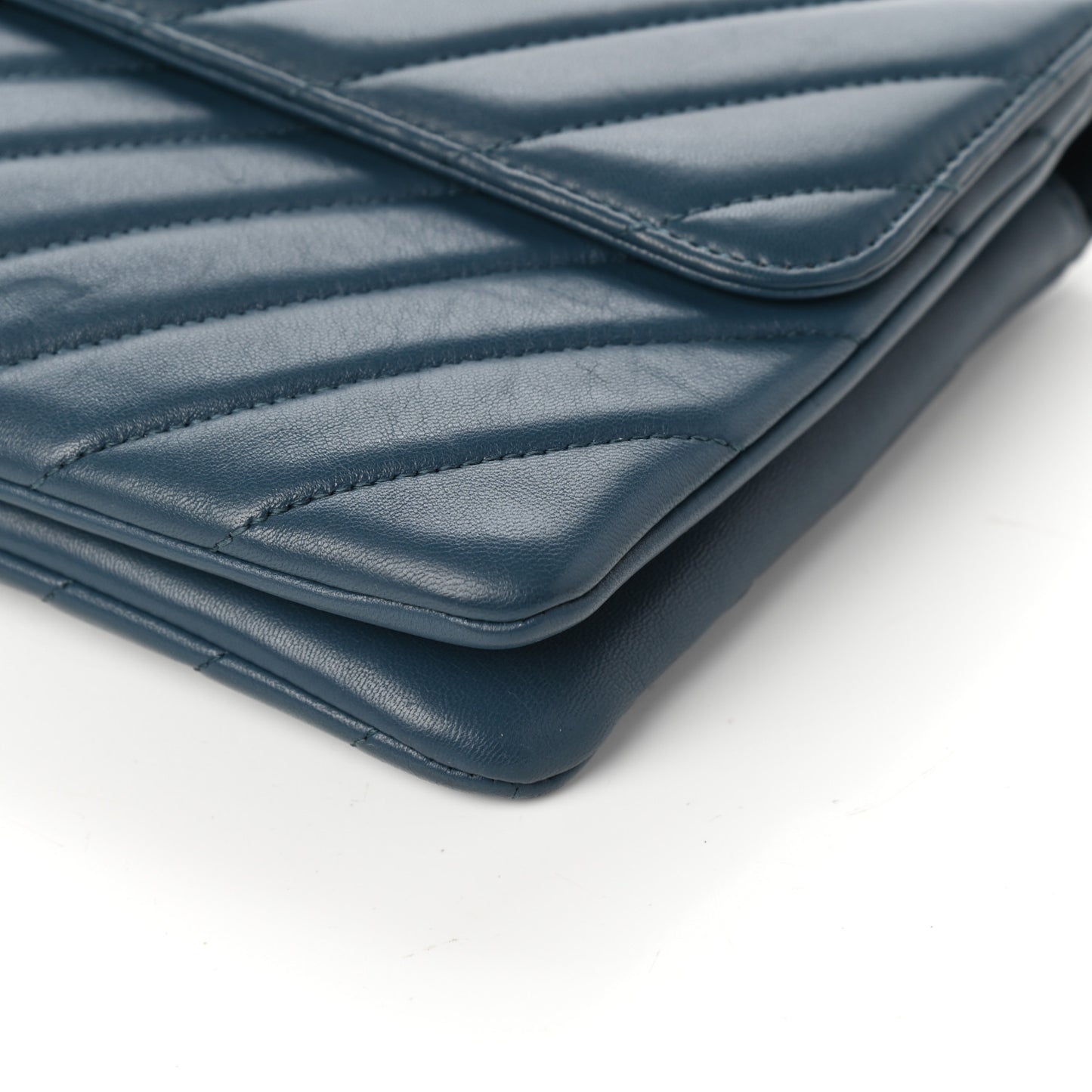 Lambskin Chevron Quilted Medium Trendy CC Flap Dark Blue