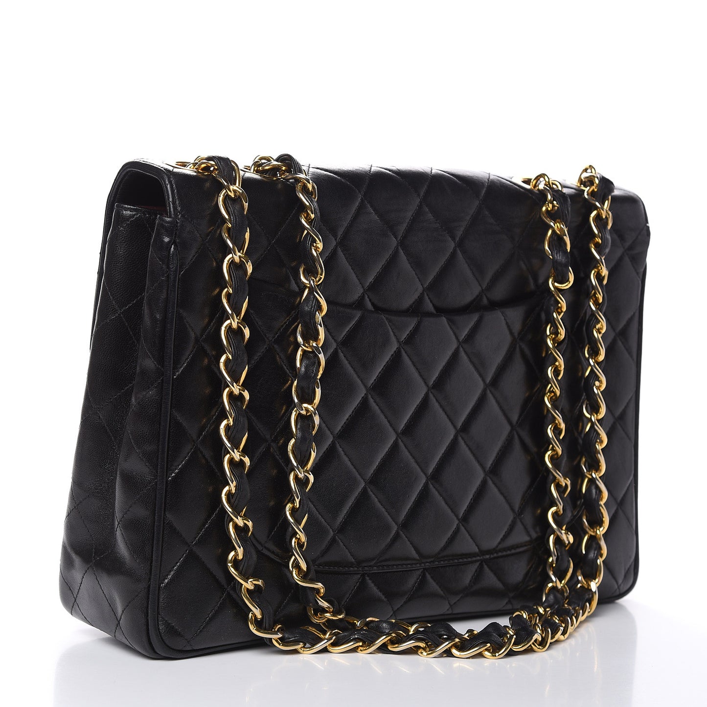 Lambskin Quilted Jumbo Single Flap Black