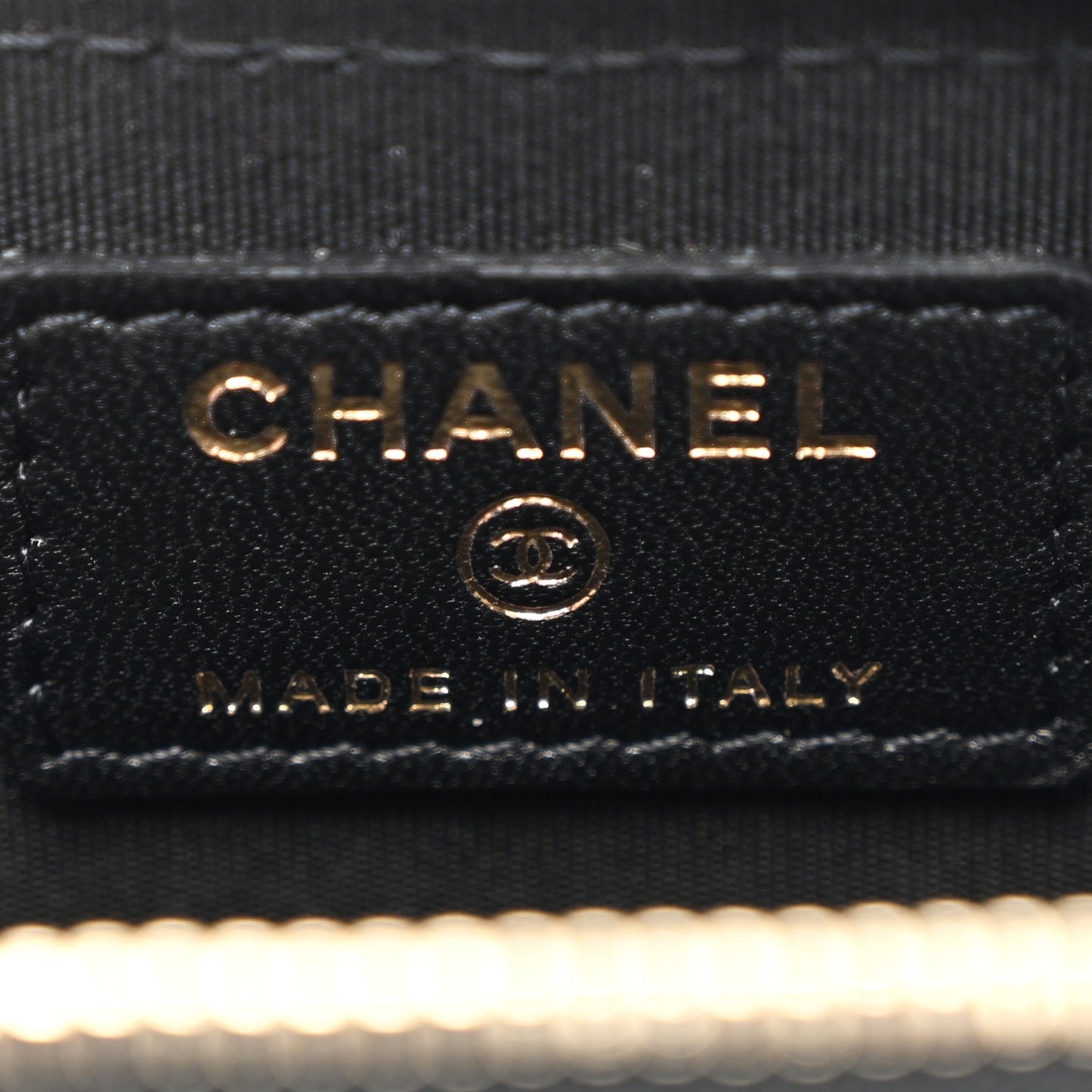 Lambskin Camellia Embossed Key Holder Case Black Gold