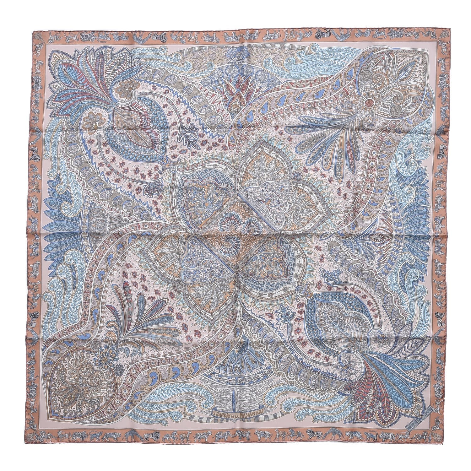 Hermes Silk Le Jardin De La Maharani Scarf 90 Rose Pale Aqua Poudre 1 of 4