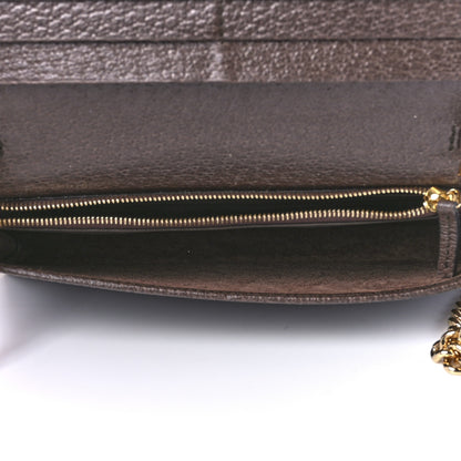 Gucci Monogram Jumbo GG Textured Dollar Calfskin Embroidered Horsebit 1955 Wallet On Chain Camel Ebony New Acero Multicolor 4 of 9