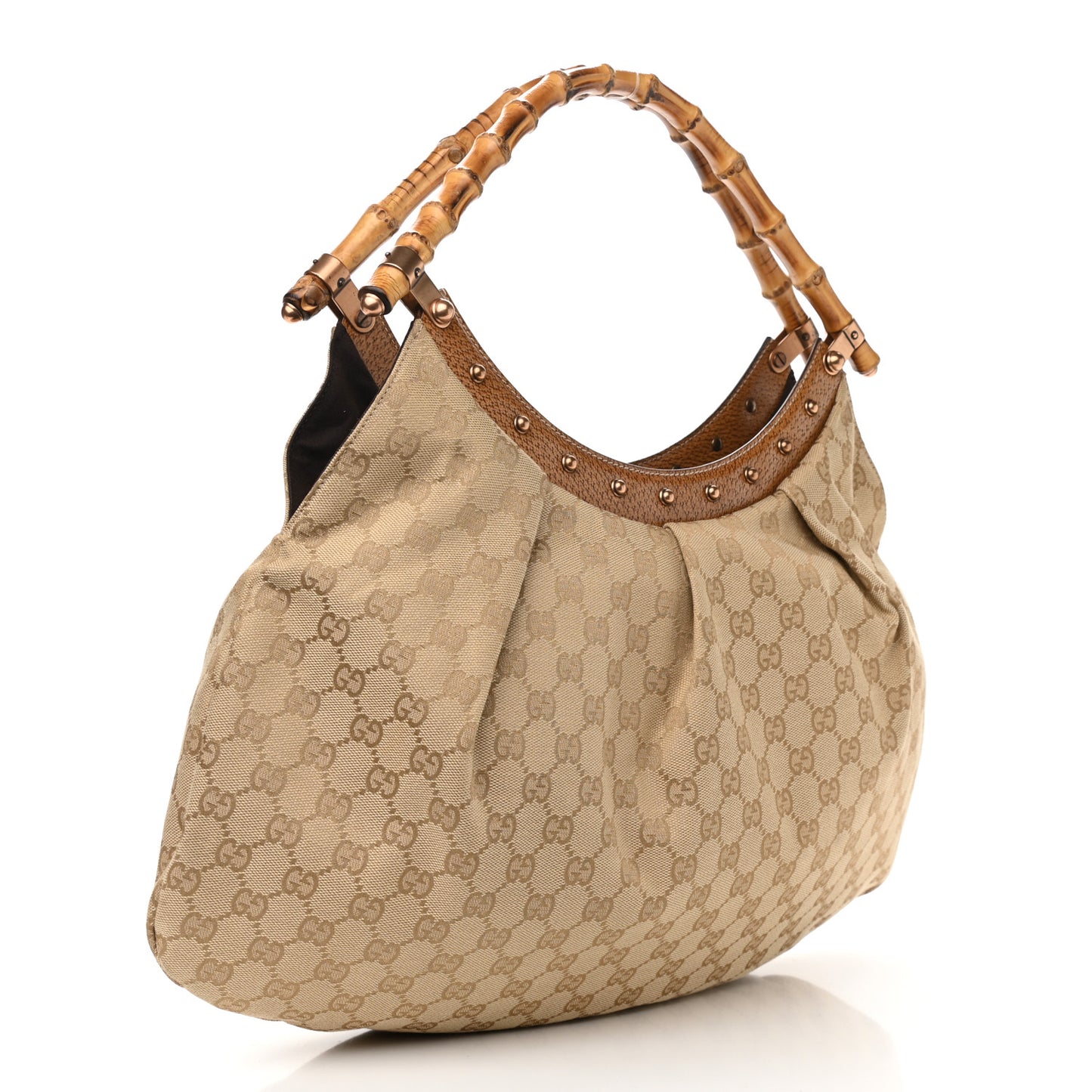 Monogram Bamboo Handle Bag Brown