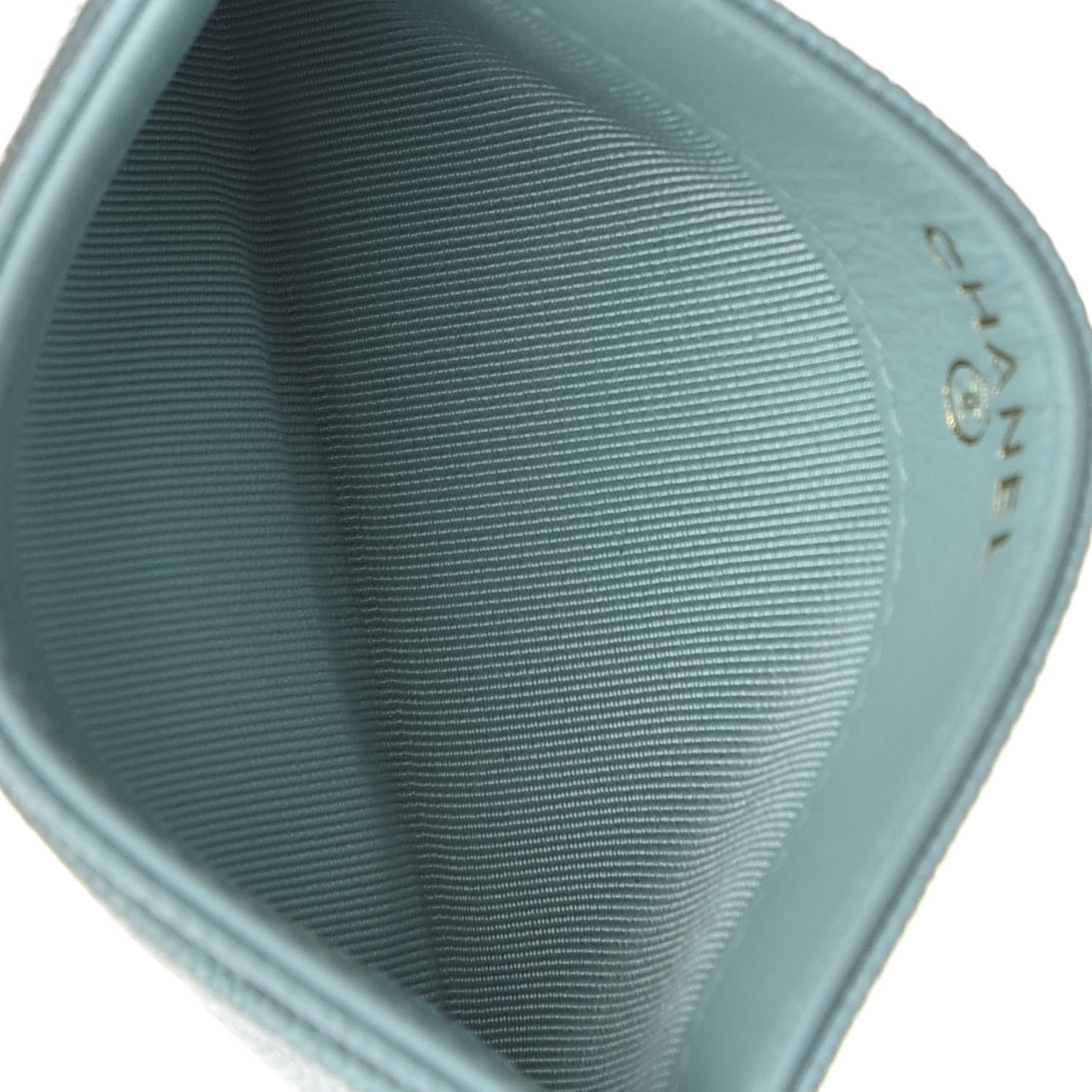 Caviar Quilted Card Holder Light Blue