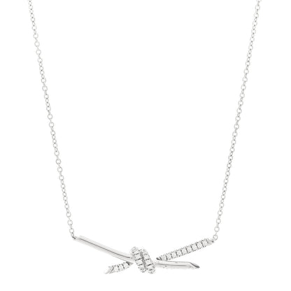 Tiffany 18K White Gold Diamond Knot Pave Necklace 1 of 5