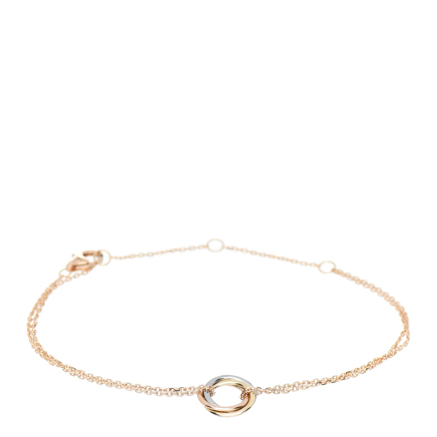 18K Pink Yellow White Gold Trinity Bracelet