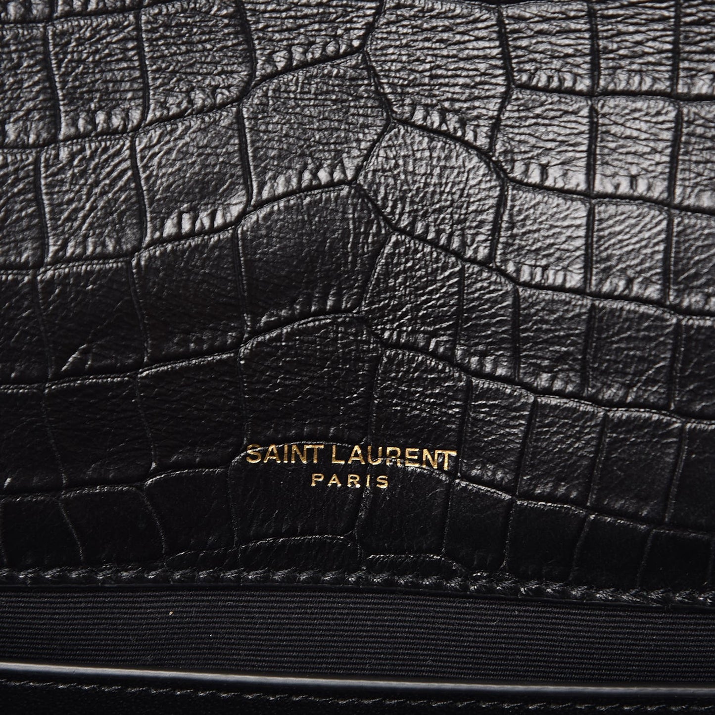 Calfskin Crocodile Embossed Monogram Medium Sunset Black