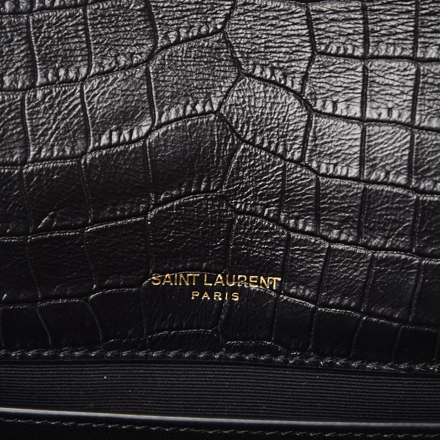 Saint Laurent Calfskin Crocodile Embossed Monogram Medium Sunset Black 6 of 8
