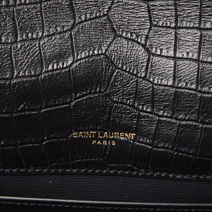 Saint Laurent Calfskin Crocodile Embossed Monogram Medium Sunset Black 6 of 8