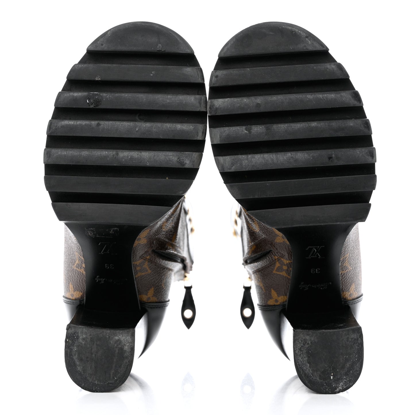 Patent Calfskin Monogram Star Trail Ankle Boots 39 Black