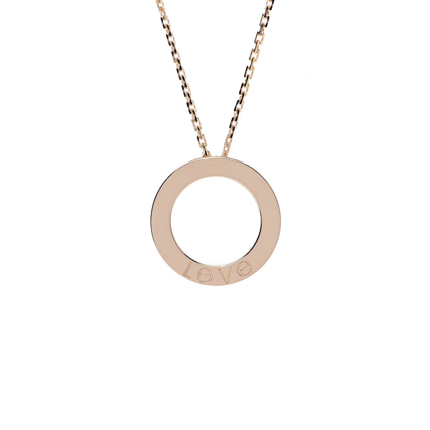 18K Pink Gold 3 Diamonds LOVE Pendant Necklace