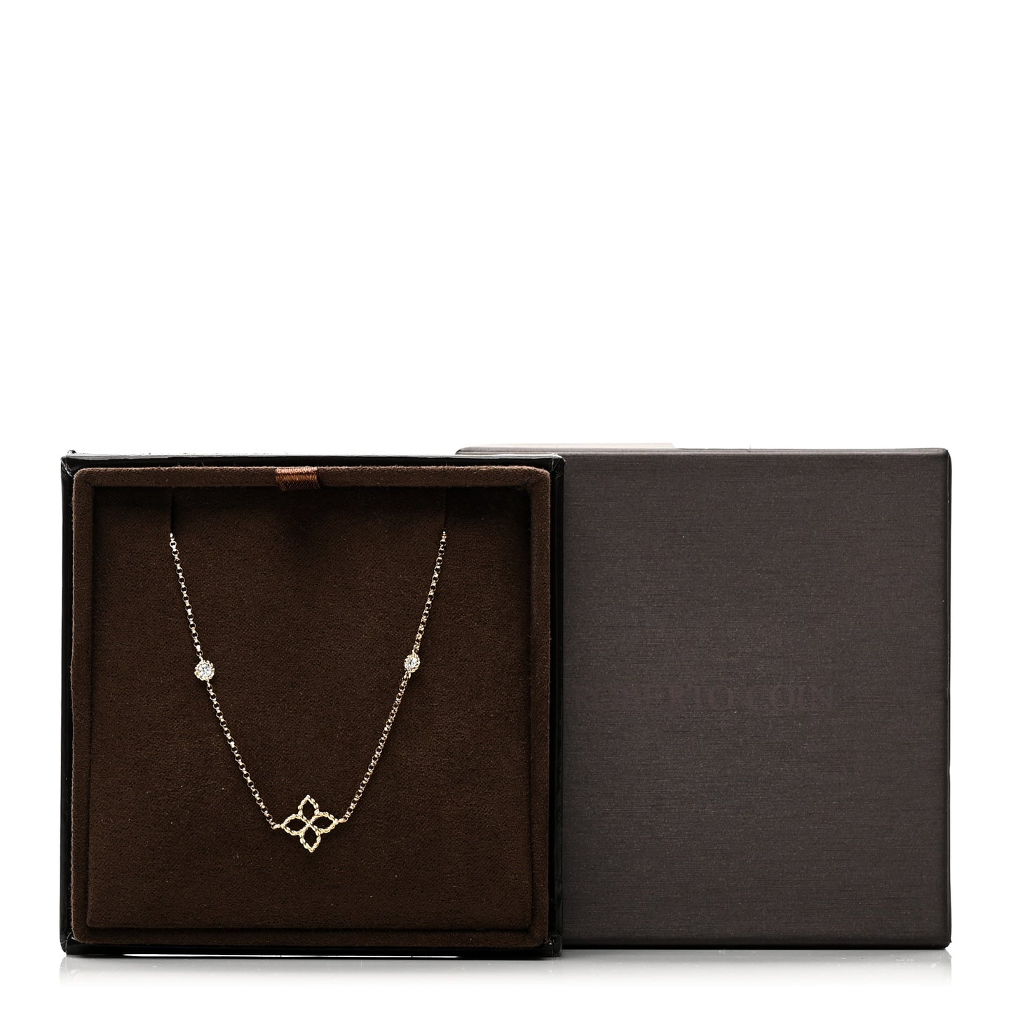 18K Yellow Gold Diamond Principessa Flower Station Necklace