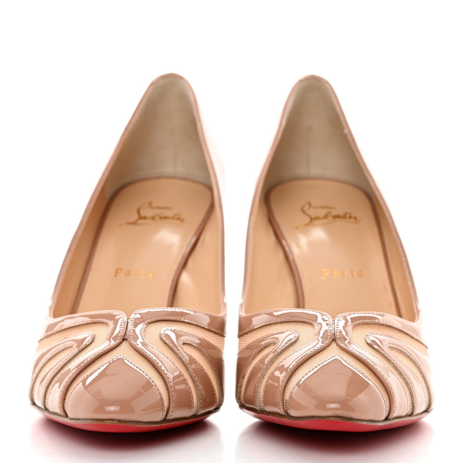 Christian Louboutin Patent Rete Olive 85 Pumps 40.5 Nude 2 of 9