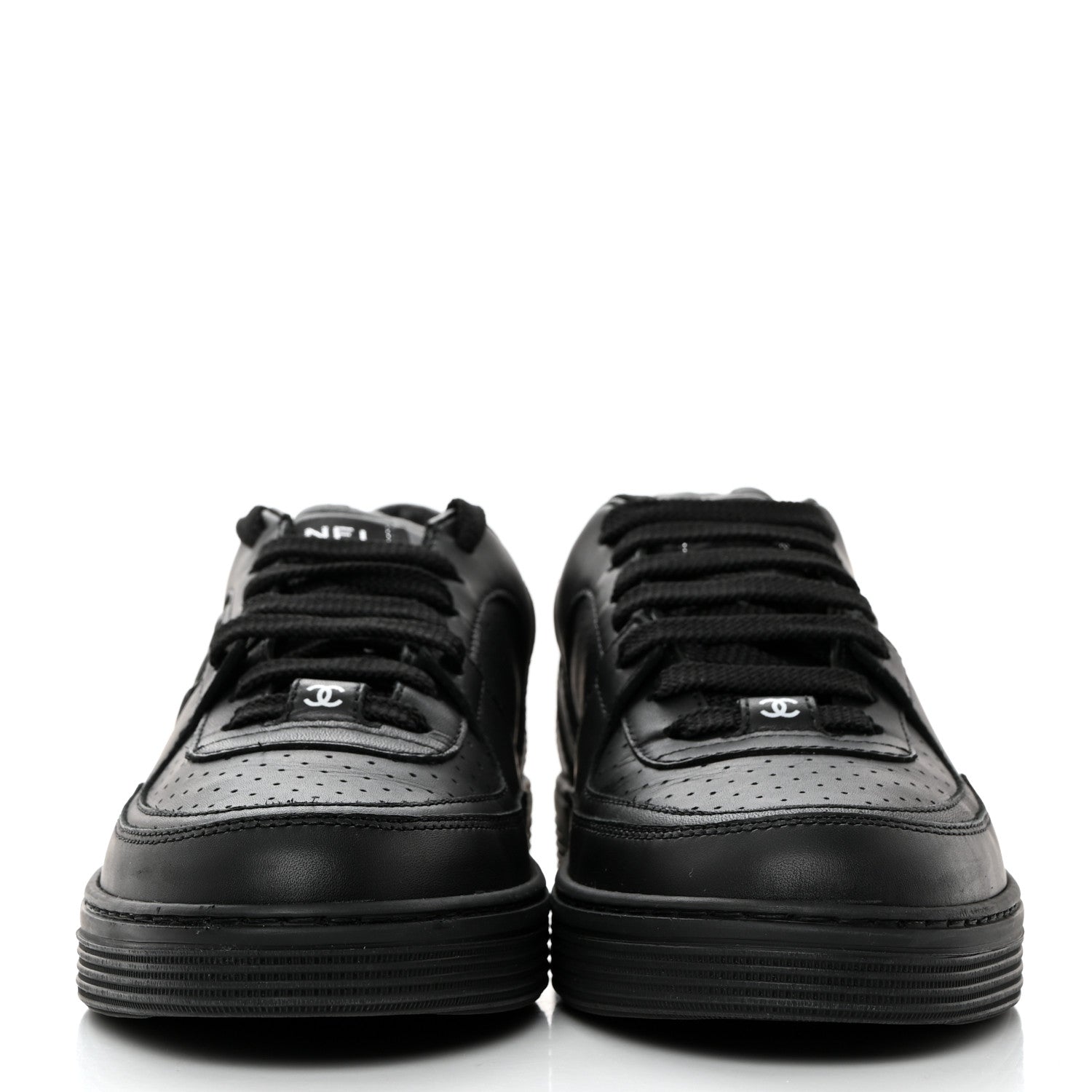 Chanel Calfskin CC Womens Sneakers 38.5 Black 3 of 10