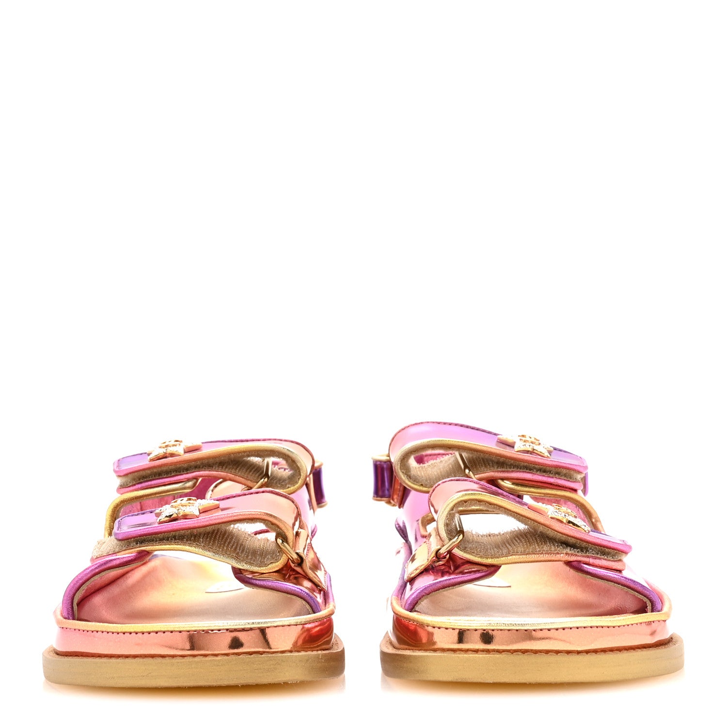 Chanel Metallic Laminated Calfskin Crystal Star CC Velcro Dad