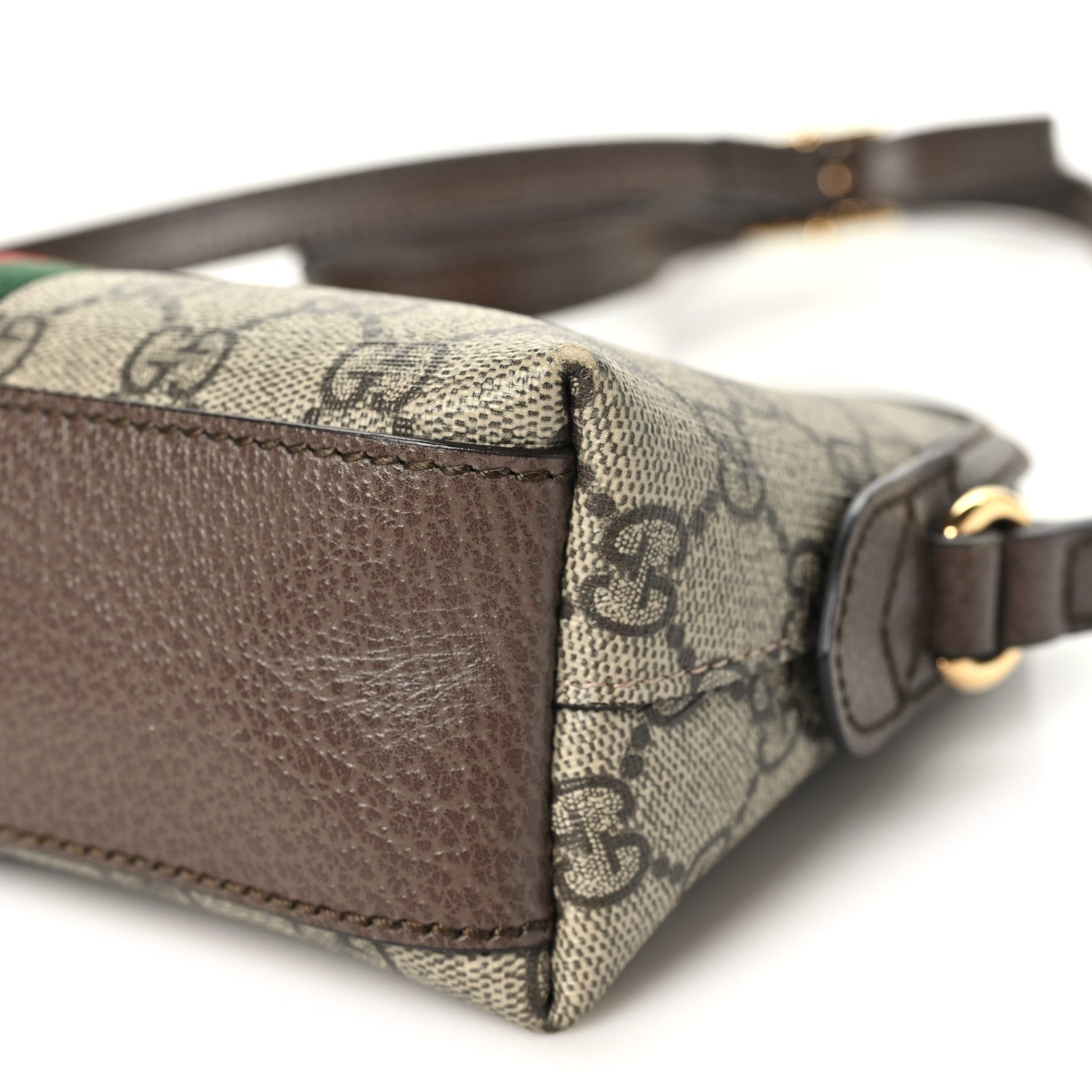 Gucci GG Supreme Monogram Textured Dollar Calfskin Web Small Ophidia Dome Shoulder Bag Beige Ebony New Acero 10 of 10