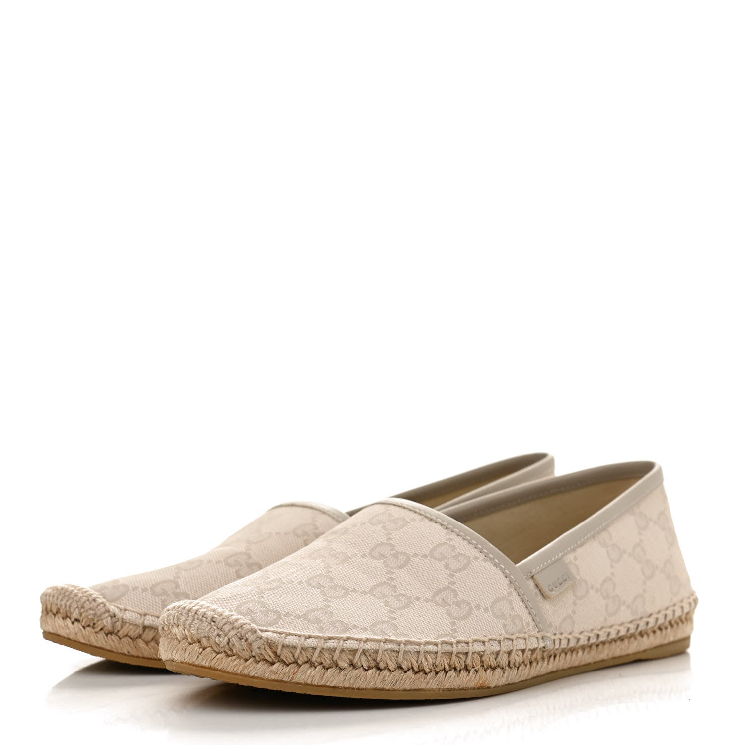 Gucci Washed Cotton Miro Soft Calfskin GG Monogram Espadrilles 38.5 White Mystic White 3 of 11