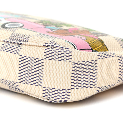Louis Vuitton Damier Azur 2021 Christmas Animation Hollywood Mini Pochette Accessories Fuchsia 8 of 9