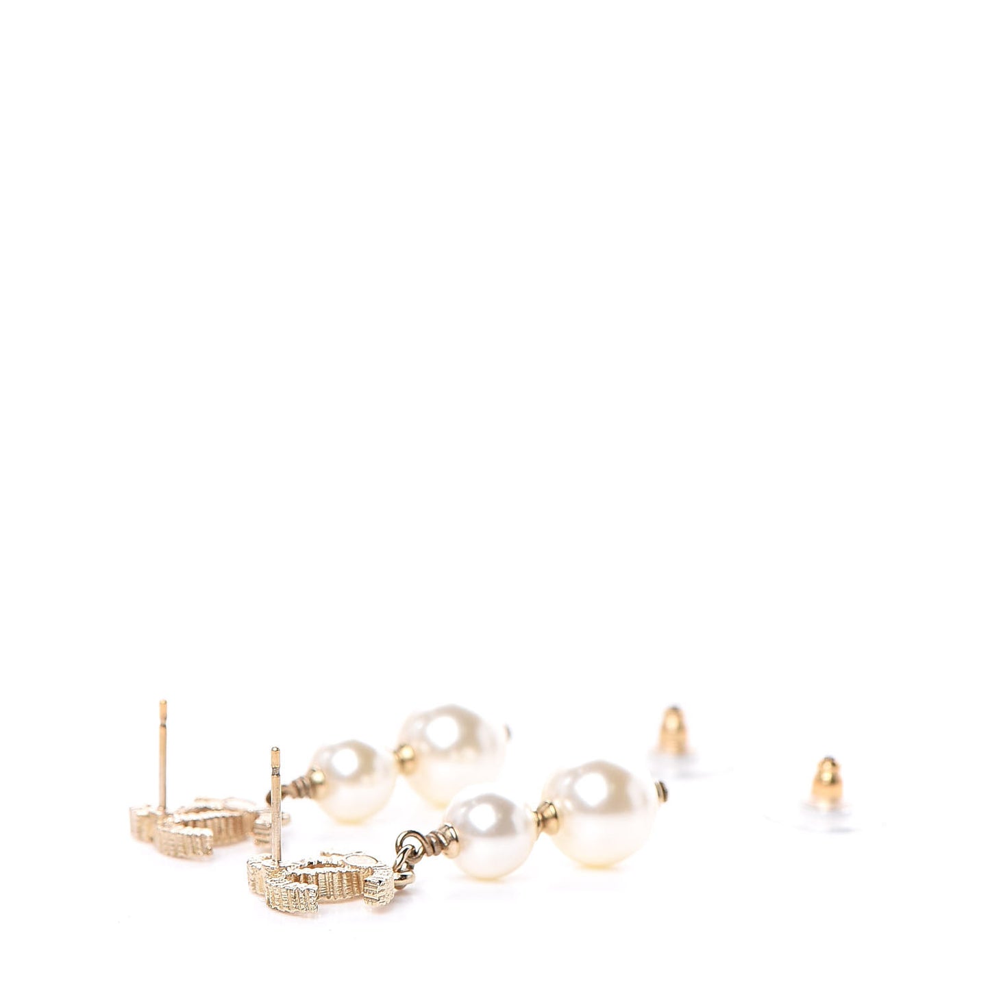 Pearl CC Drop Earrings Gold