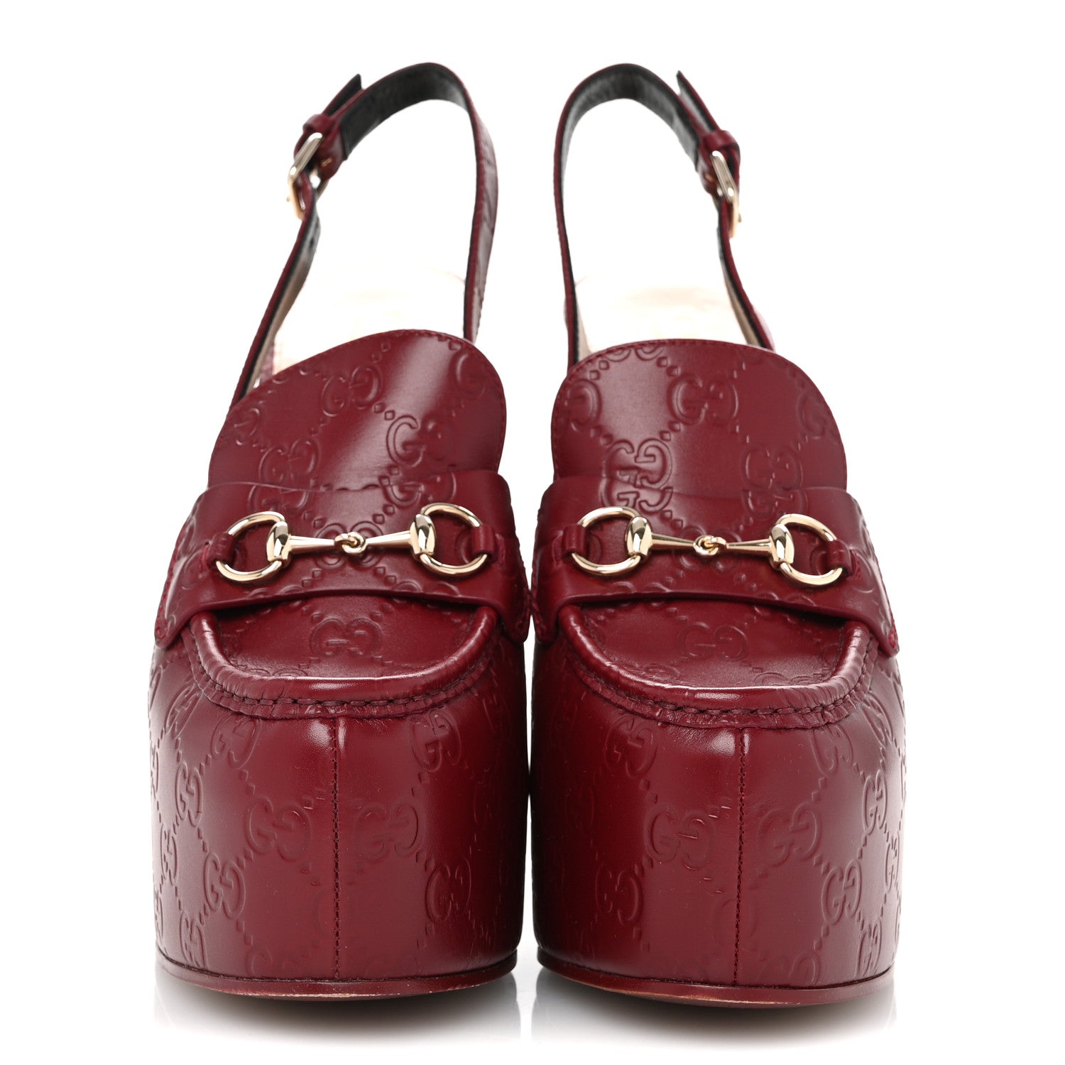Gucci Guccissima Horsebit Platform 70/160mm Slingback Mules 40 Rosso Ancora Red 3 of 13