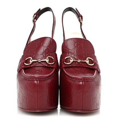 Gucci Guccissima Horsebit Platform 70/160mm Slingback Mules 40 Rosso Ancora Red 3 of 13
