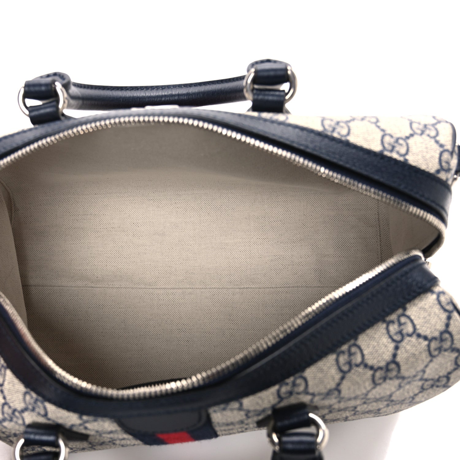 Gucci GG Supreme Monogram Web Ophidia Boston Beige Blue 5 of 10