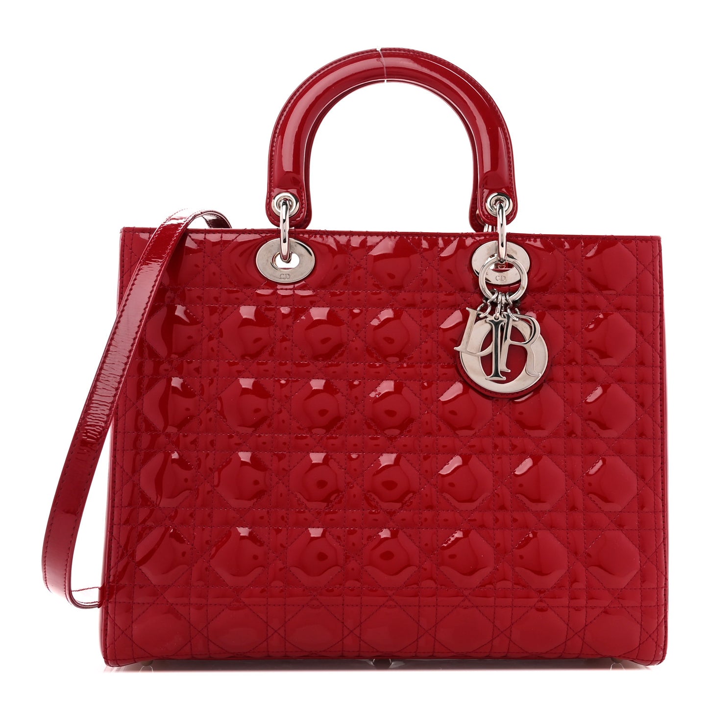 Patent Cannage Large Lady Dior Red