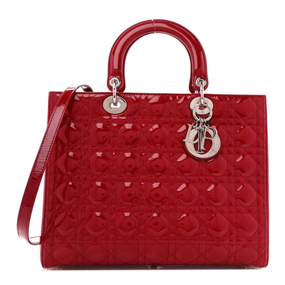 Christian Dior Patent Cannage Large Lady Dior Red 1 of 10