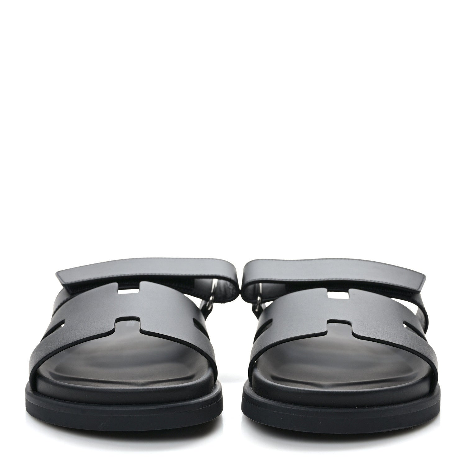 Hermes Calfskin Womens Chypre Sandals 39.5 Black 2 of 9