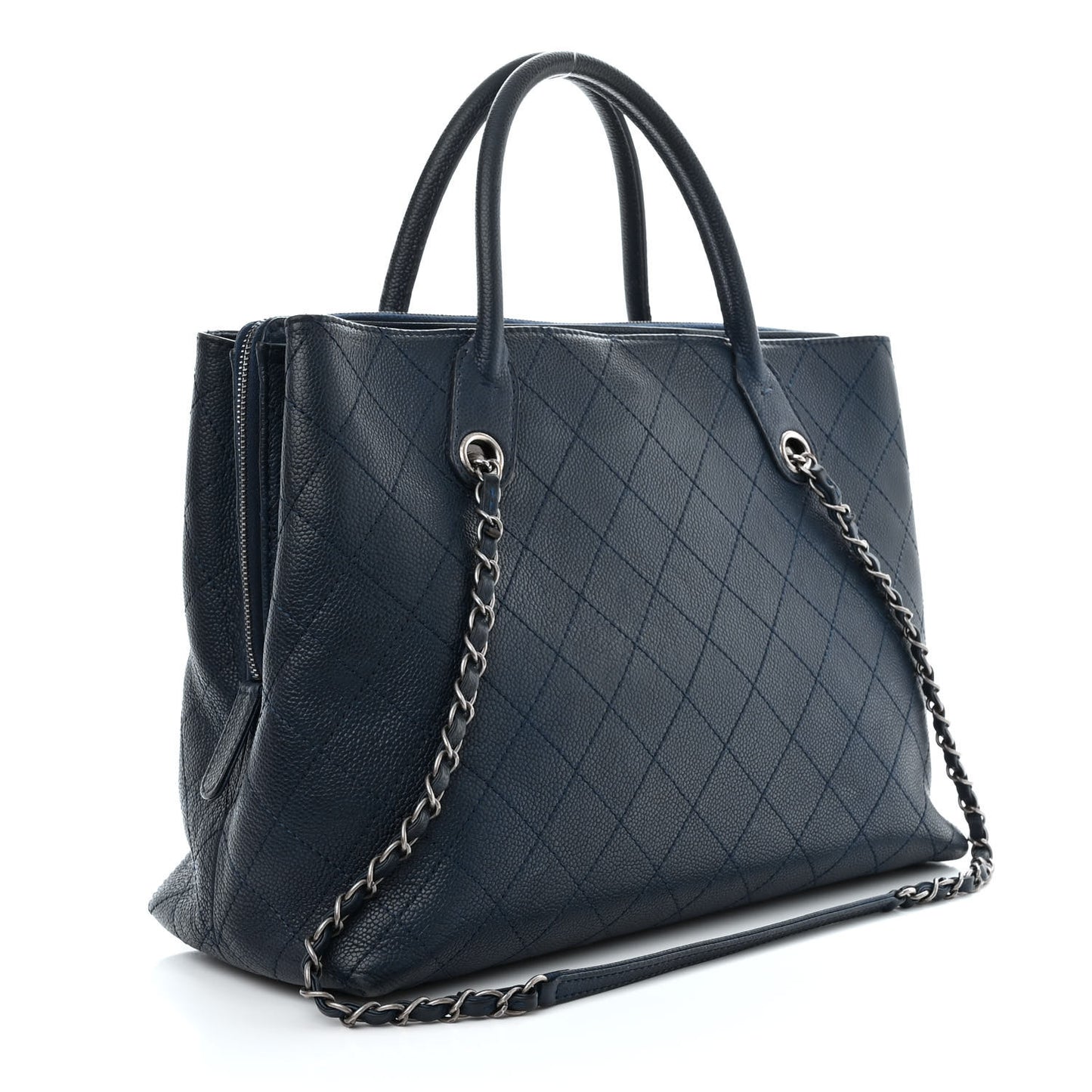Grained Vegetal Calfskin Urban Shopping Tote Blue