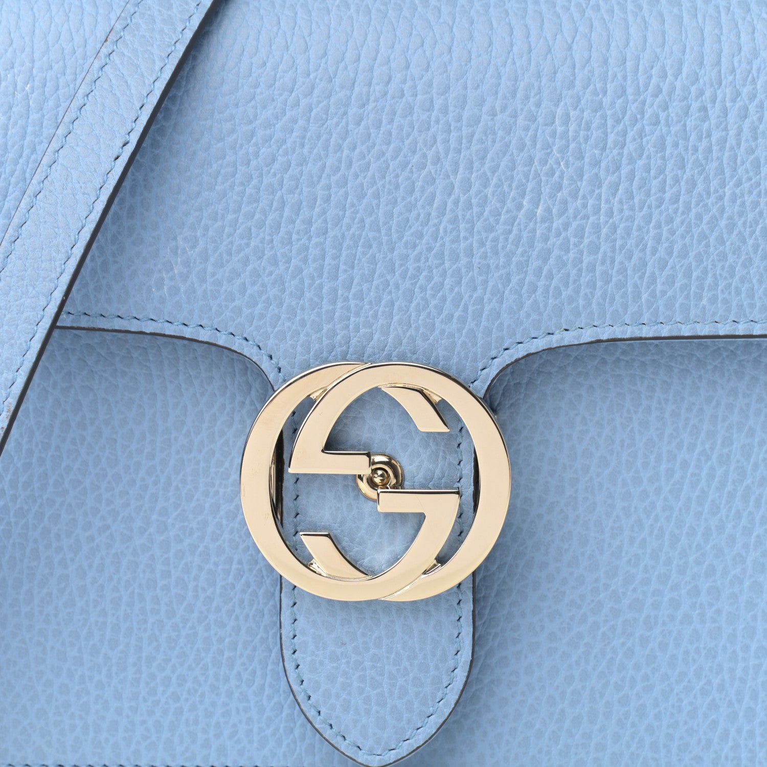 Gucci Dollar Calfskin Small Interlocking G Shoulder Bag Mineral Blue 8 of 12
