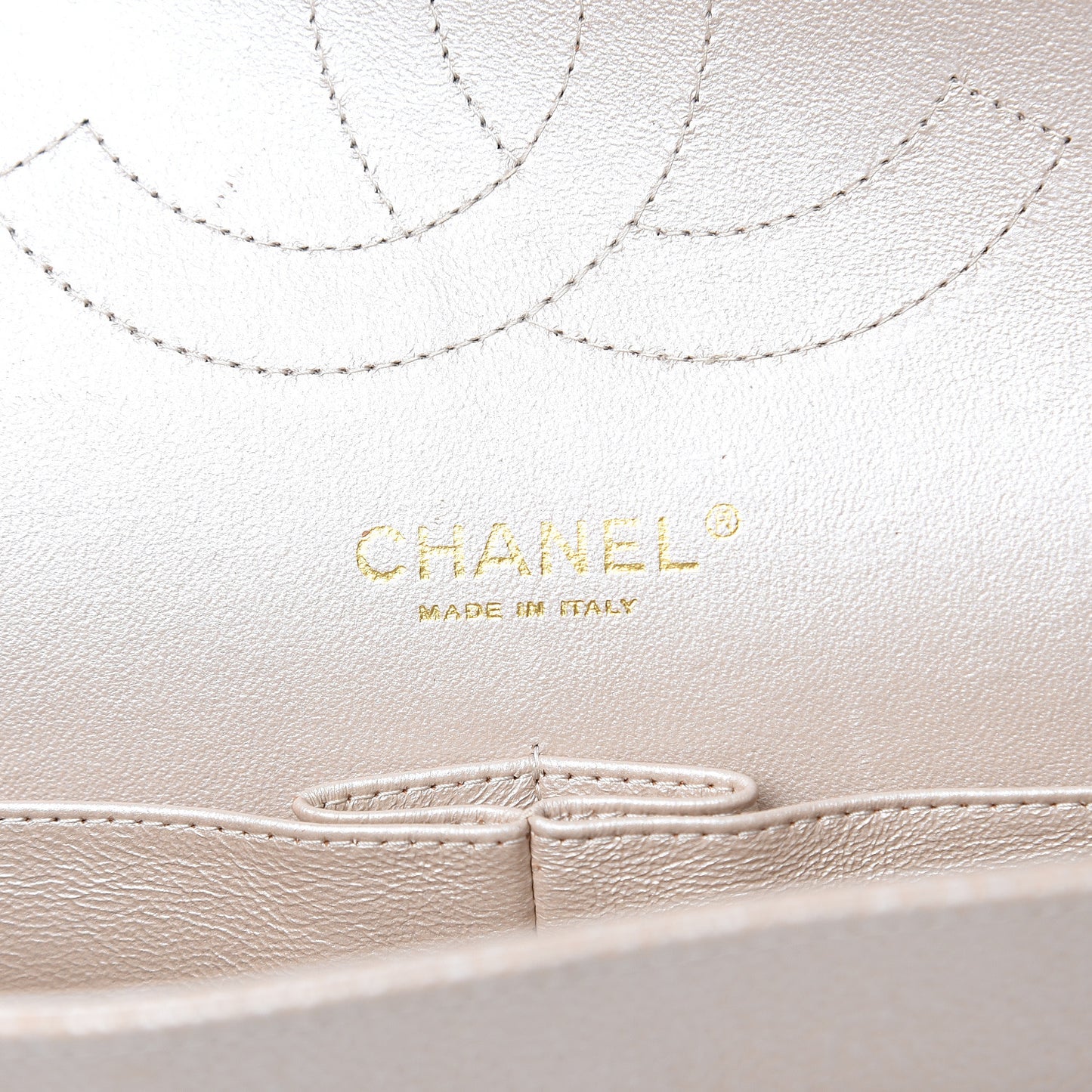 Pearly Caviar Quilted Jumbo Double Flap Light Beige