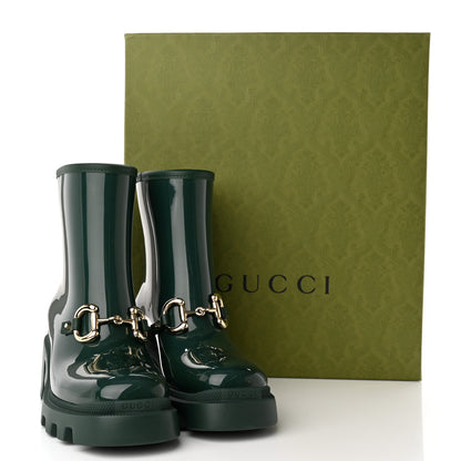 Gucci Rubber Womens Horsebit Ankle Boots 36 Vintage Green 9 of 9