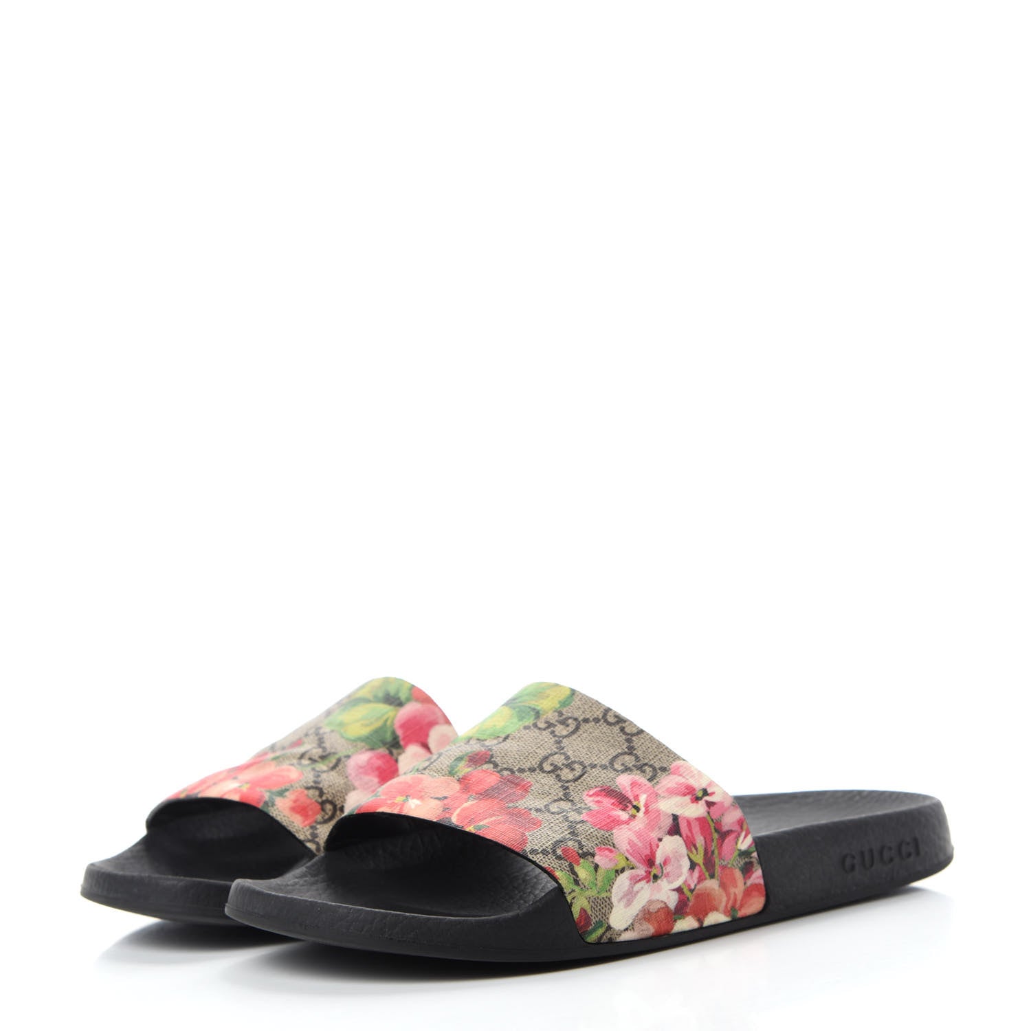 Gucci GG Supreme Monogram Blooms Slide Sandals 39 Beige Multicolor 3 of 8