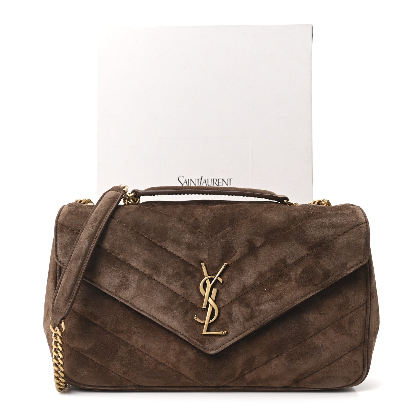 Suede Chevron Quilted Medium LouLou Bark Brown