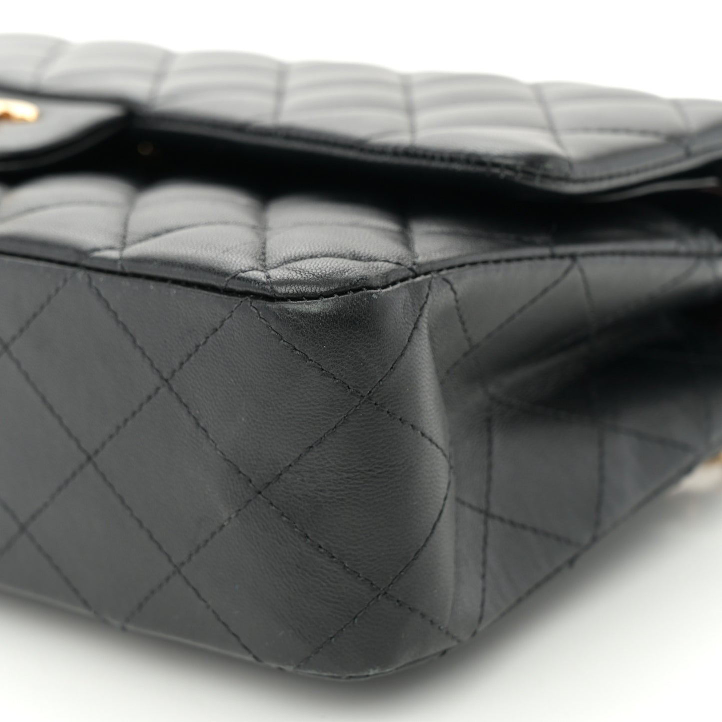 Lambskin Quilted Medium Double Flap Black