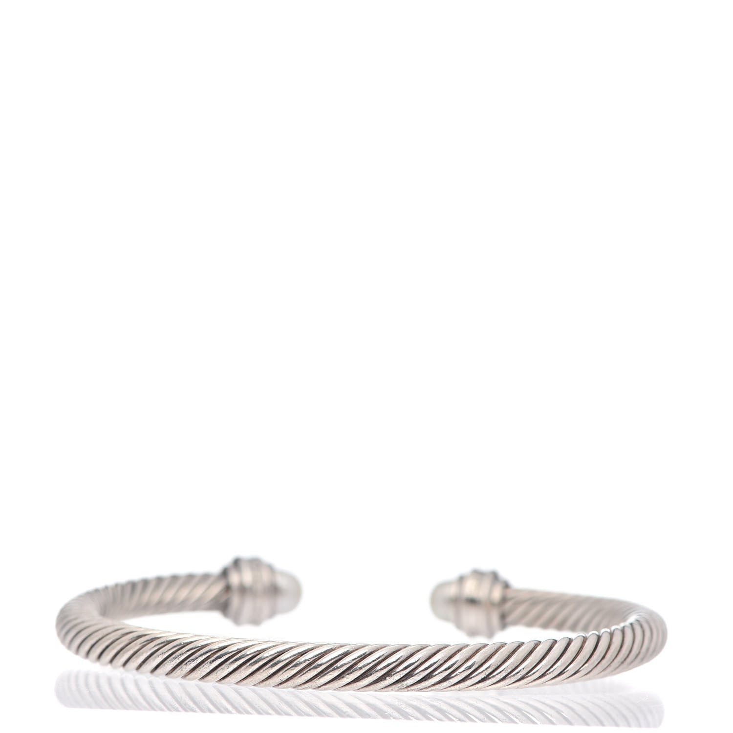 David Yurman Sterling Silver Diamond Pearl 5mm Cable Classics Princess Bracelet 3 of 5