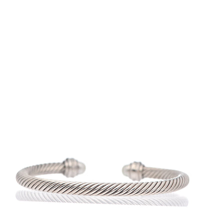 David Yurman Sterling Silver Diamond Pearl 5mm Cable Classics Princess Bracelet 3 of 5