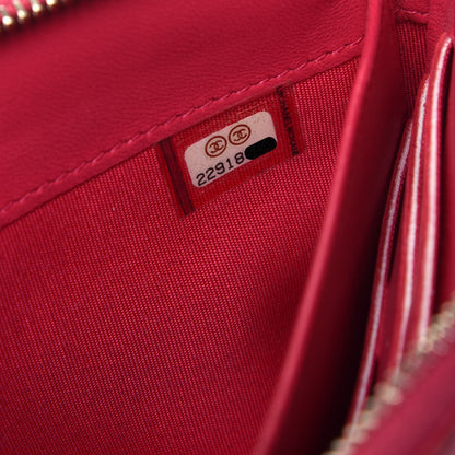 Chanel Lambskin Quilted Small Boy Zipped Pouch Dark Pink 7 of 8